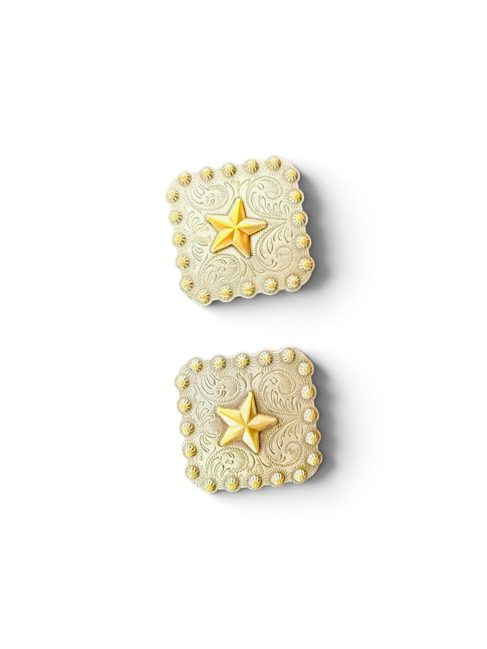 Western Engraved Star Berry Screw Back Conchos-Set of 2 - Picture 6 of 8